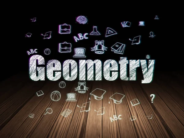 A tanulás fogalma: geometria grunge sötét szobában — Stock Fotó