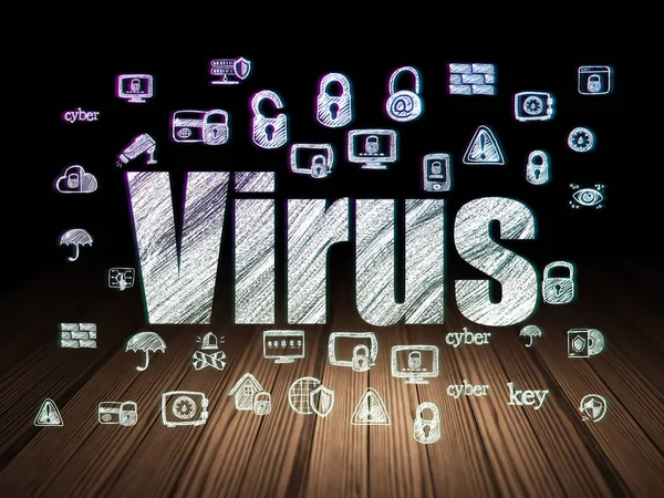 Veiligheidsconcept: Virus in grunge donkere kamer — Stockfoto