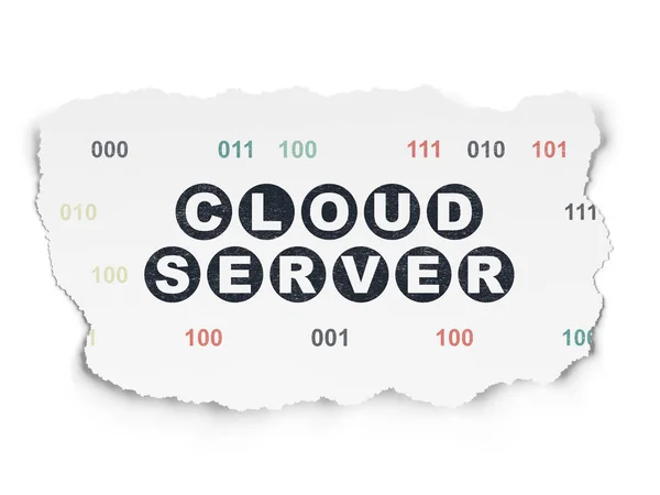 Cloud-Netzwerkkonzept: Cloud-Server auf zerrissenem Papier-Hintergrund — Stockfoto