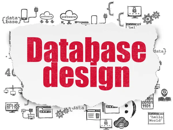 Software concept: Database Design on Torn Paper background — Stock Photo, Image