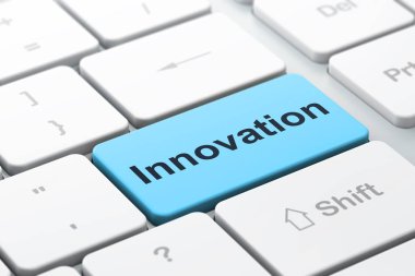 Ekonomi kavramı: bilgisayar klavye arka plan üzerinde yenilik