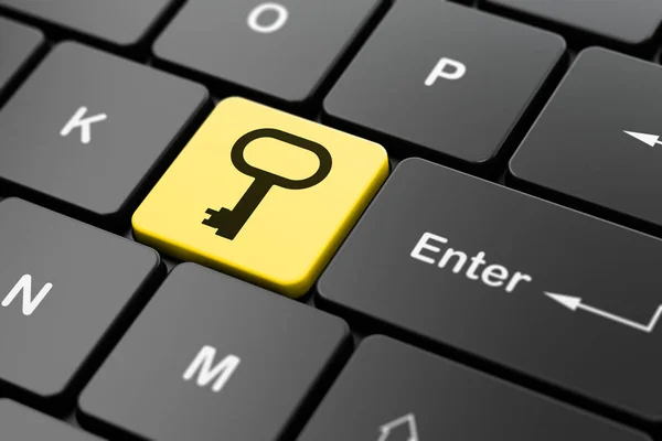 Pojęcie prywatności: klucz na tle klawiatury komputera — Zdjęcie stockowe