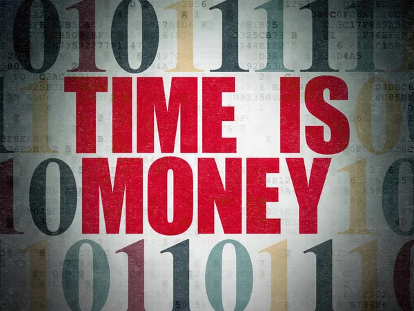 Financiën concept: tijd Is geld op digitale Data-Paper achtergrond — Stockfoto