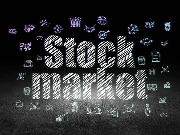 Conceito de negócio: Mercado de ações em sala escura grunge — Fotografia de Stock