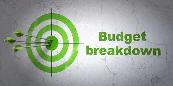 Business concept: target e Budget Breakdown su sfondo wall — Foto Stock