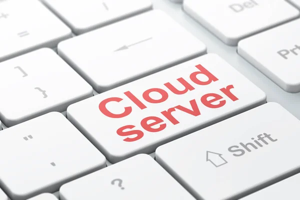 Bulut bilgi işlem kavramı: bulut sunucu bilgisayar klavye arka plan üzerinde — Stok fotoğraf