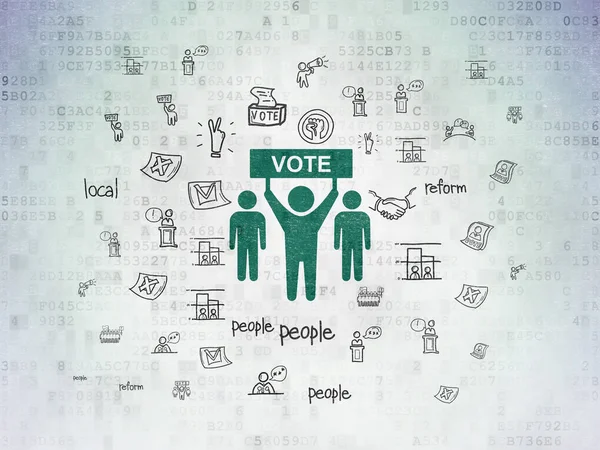 Concepto político: Campaña electoral sobre el fondo del documento de datos digitales — Foto de Stock