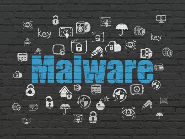 Güvenlik kavramı: Malware duvar arka plan üzerinde