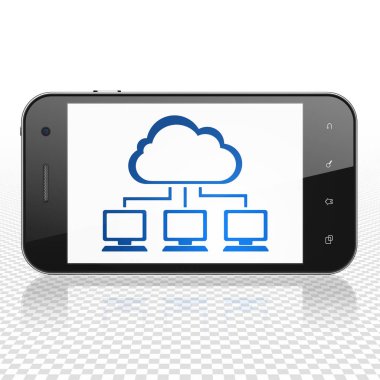 Bulut bilgi işlem kavramı: bulut ağ üstünde göstermek ile Smartphone