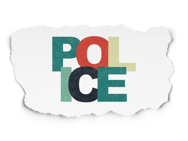 Koncepcja prawa: Policja na tle podartego papieru — Zdjęcie stockowe