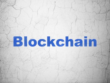 Bankacılık kavramı: Blockchain duvar arka plan üzerinde