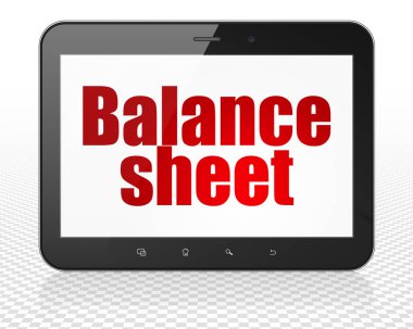 Bankacılık kavramı: Tablet Pc bilgisayar ile bilanço ekranda
