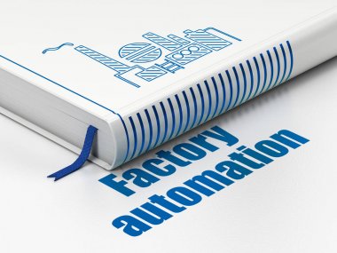 Manufacuring kavramı: kitap petrol ve gaz Indusry, beyaz arka plan üzerinde Fabrika Otomasyonu