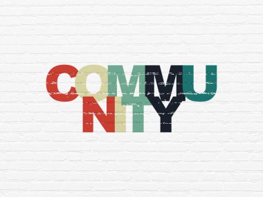 sosyal network kavramı: duvar arka plan üzerinde topluluk