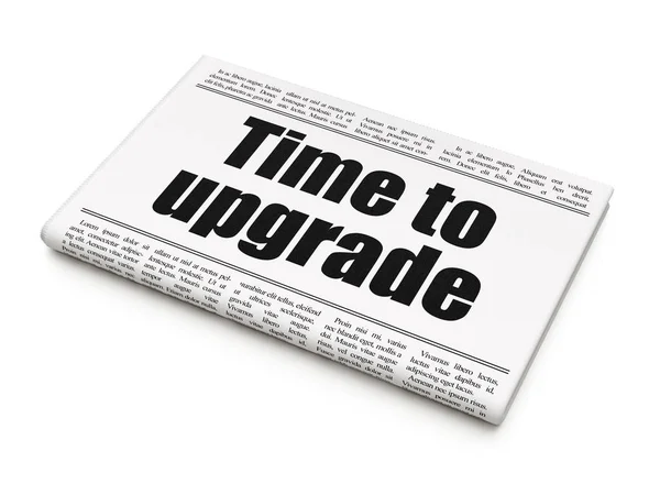 Koncept časové osy: novinový titulek čas na Upgrade — Stock fotografie