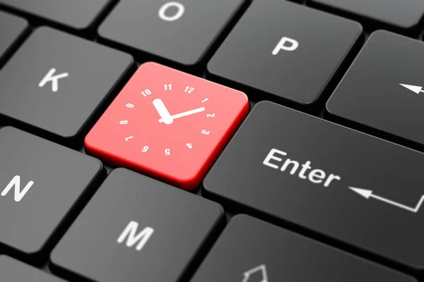 Timeline concept: Clock on computer keyboard background — Stock Photo, Image