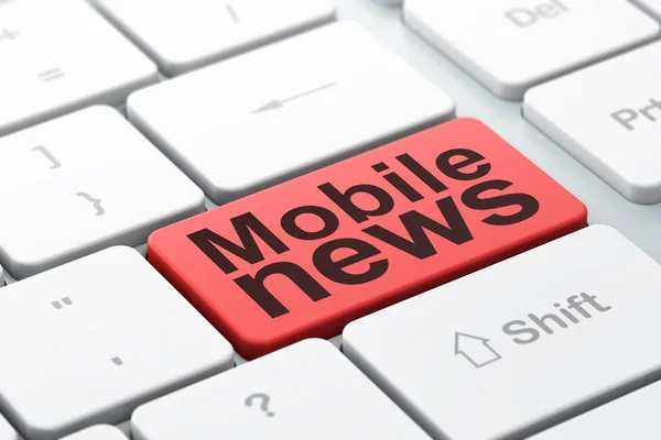 Concetto di notizie: Mobile News su sfondo tastiera del computer — Foto Stock