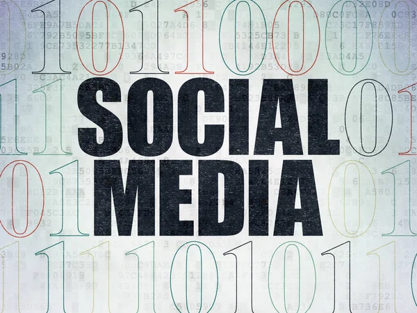 Conceito de mídia social: Mídia social em fundo de papel de dados digitais — Fotografia de Stock