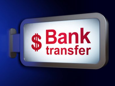 Para birimi kavramı: banka havalesi ve dolar billboard arka plan