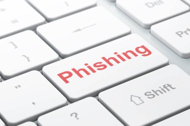 Güvenlik kavramı: Phishing bilgisayar klavye arka plan üzerinde