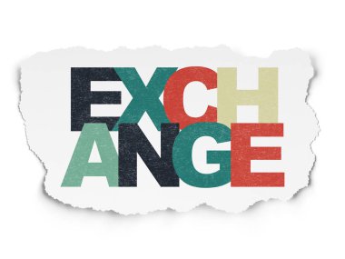 Bankacılık kavramı: Exchange yırtılmış kağıt arka plan üzerinde