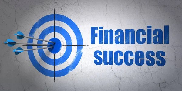 Conceito de dinheiro: meta e sucesso financeiro no fundo da parede — Fotografia de Stock
