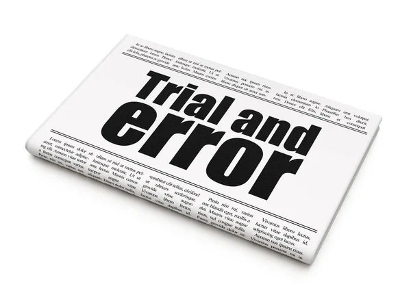 Concepto científico: titular del periódico Trial And Error —  Fotos de Stock