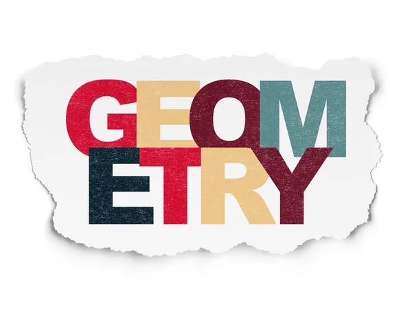 Conceito de educação: Geometria sobre fundo de papel rasgado — Fotografia de Stock