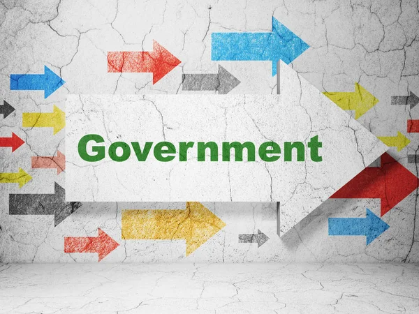 Politik-konceptet: pil med regeringen på grunge vägg bakgrund — Stockfoto