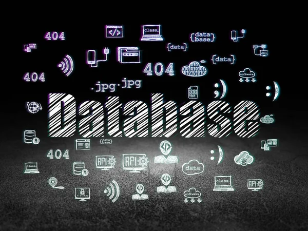 Concetto di software: Base di dati in camera oscura grunge — Foto Stock