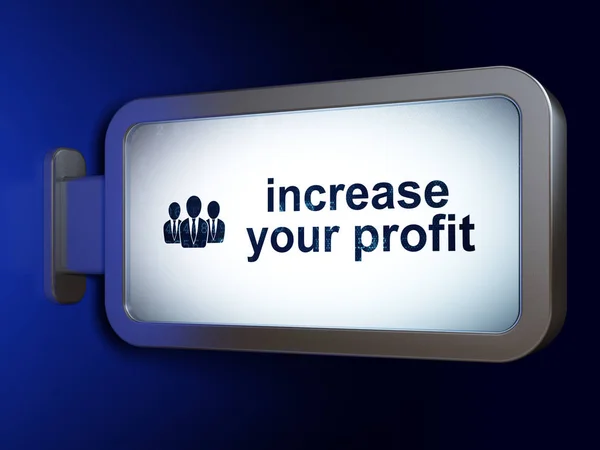 Концепция финансирования: увеличение прибыли и бизнес-людей на фоне рекламных щитов — стоковое фото