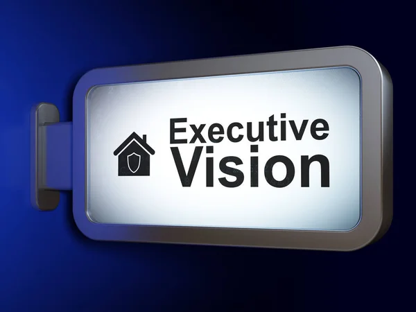 Bedrijfsconcept: Executive visie en huis op billboard achtergrond — Stockfoto