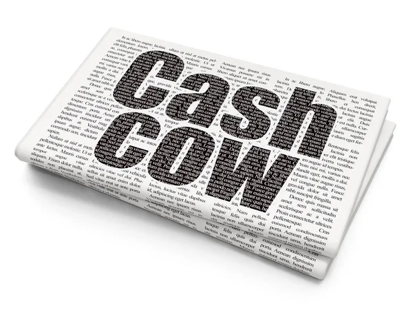Concepto financiero: Vaca en efectivo en el fondo del periódico —  Fotos de Stock