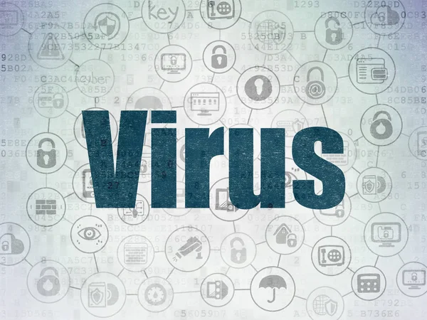 Bescherming concept: Virus op digitale Data-Paper achtergrond — Stockfoto