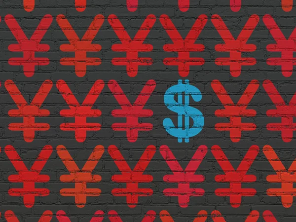 Концепция денег: иконка доллара на стене — стоковое фото