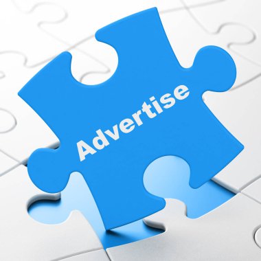 pazarlama kavramı: Bulmaca arka plan üzerinde reklam