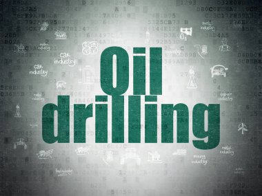 Endüstri kavramı: dijital veri kağıt arka plan üzerinde petrol Delme