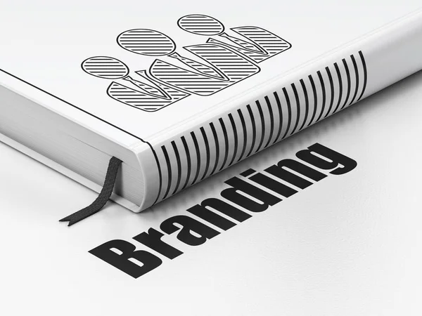 Έννοια διαφήμιση: Κάντε κράτηση για ανθρώπους των επιχειρήσεων, Branding σε λευκό φόντο — Φωτογραφία Αρχείου