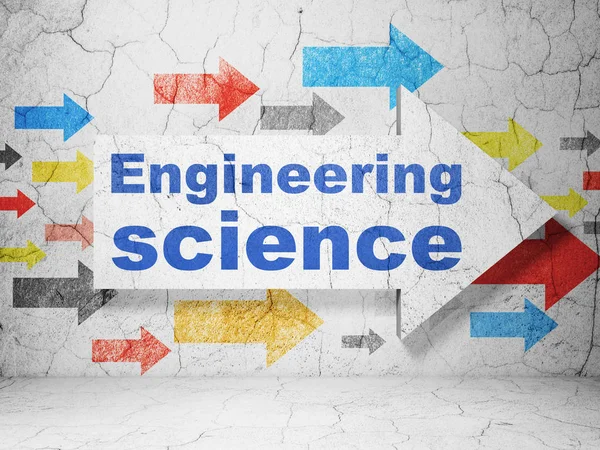 Научная концепция: стрелка с инженерной наукой на фоне гранж-стен — стоковое фото