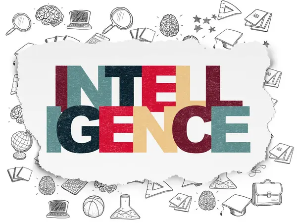 Studying concept: Intelligence on Torn Paper background — Stock Photo, Image