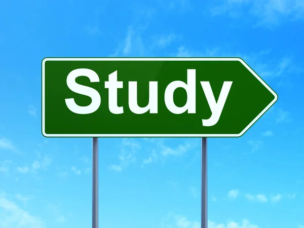 Education concept: Study on road sign background — Stock Photo, Image