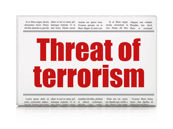 Политическая концепция: заголовок газеты "Угроза терроризма" — стоковое фото