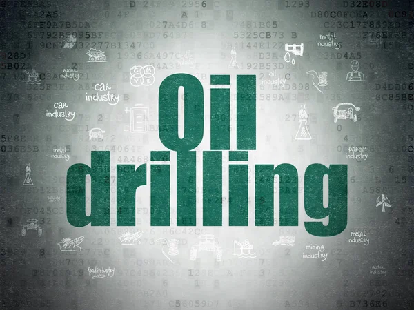 Endüstri kavramı: dijital veri kağıt arka plan üzerinde petrol Delme