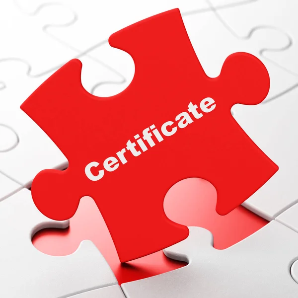 Концепція права: Сертифікат на фоні головоломки — стокове фото