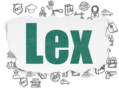 Hukuk kavramı: Yırtık Kağıt arkaplanı üzerine Lex
