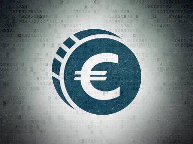 Para kavramı: Euro sikke dijital veri kağıt arka plan üzerinde