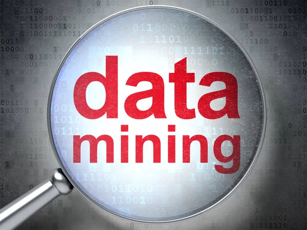 Data concept: Data Mining with optical glass — Stock Photo, Image