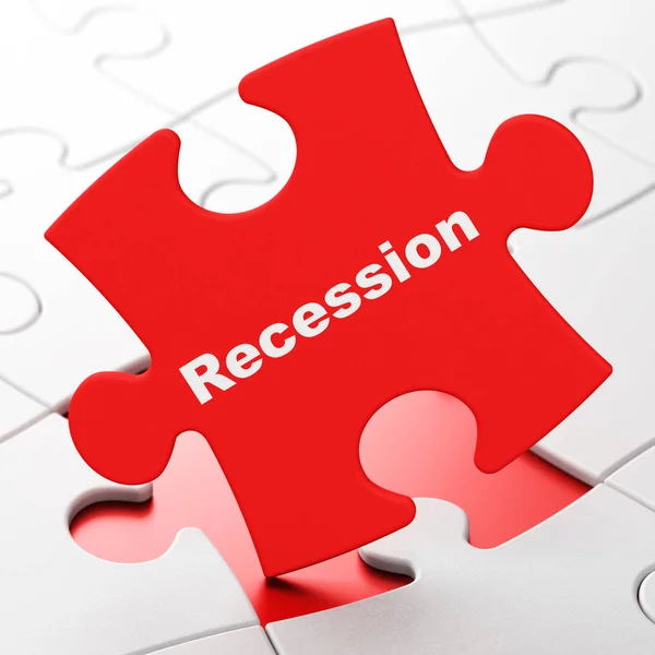 Финансовая концепция: рецессия на фоне головоломок — стоковое фото