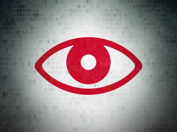 Pojęcie prywatności: oko na tle cyfrowych danych papierze — Zdjęcie stockowe