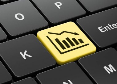Ekonomi kavramı: düşüş grafik bilgisayar klavye arka plan üzerinde